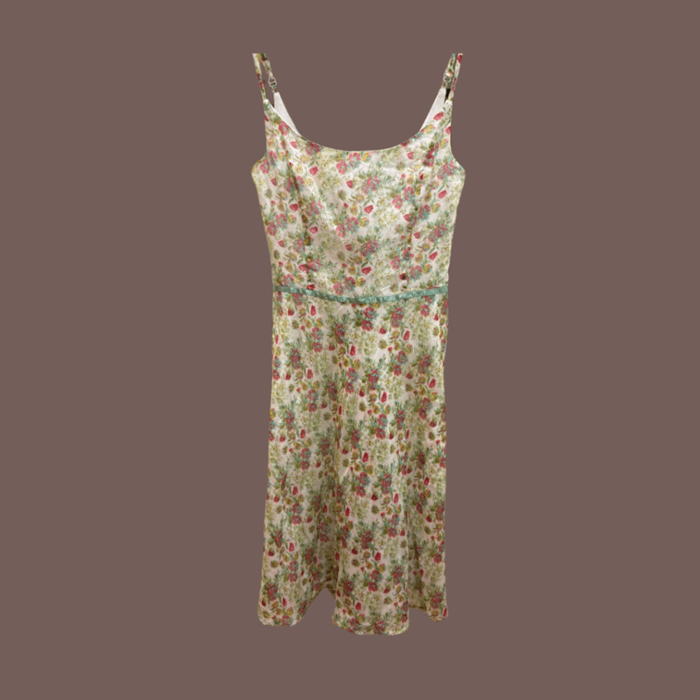 Shoshanna Midi Dress | Floral Ribbon Detail | Size 6 | Vintage - Picture 3 of 7